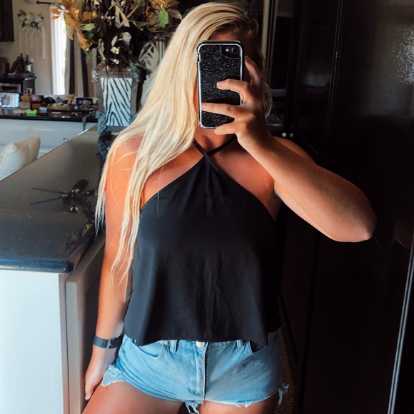Tobi Tops - Black high neck halter tank top